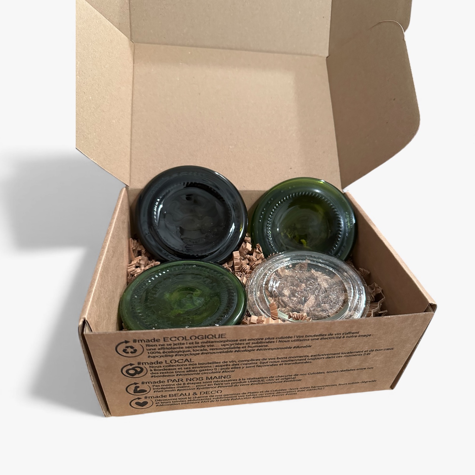 Coffret de 4 dessous de verres assortis – Verre recyclé