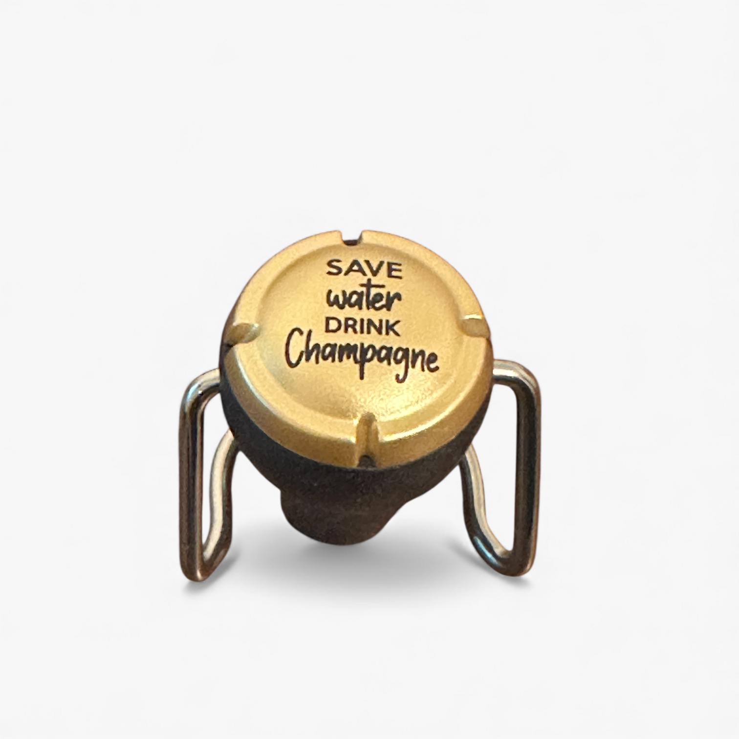 Bouchon Champagne Hermétique Noir, Or - 4 Messages au Choix