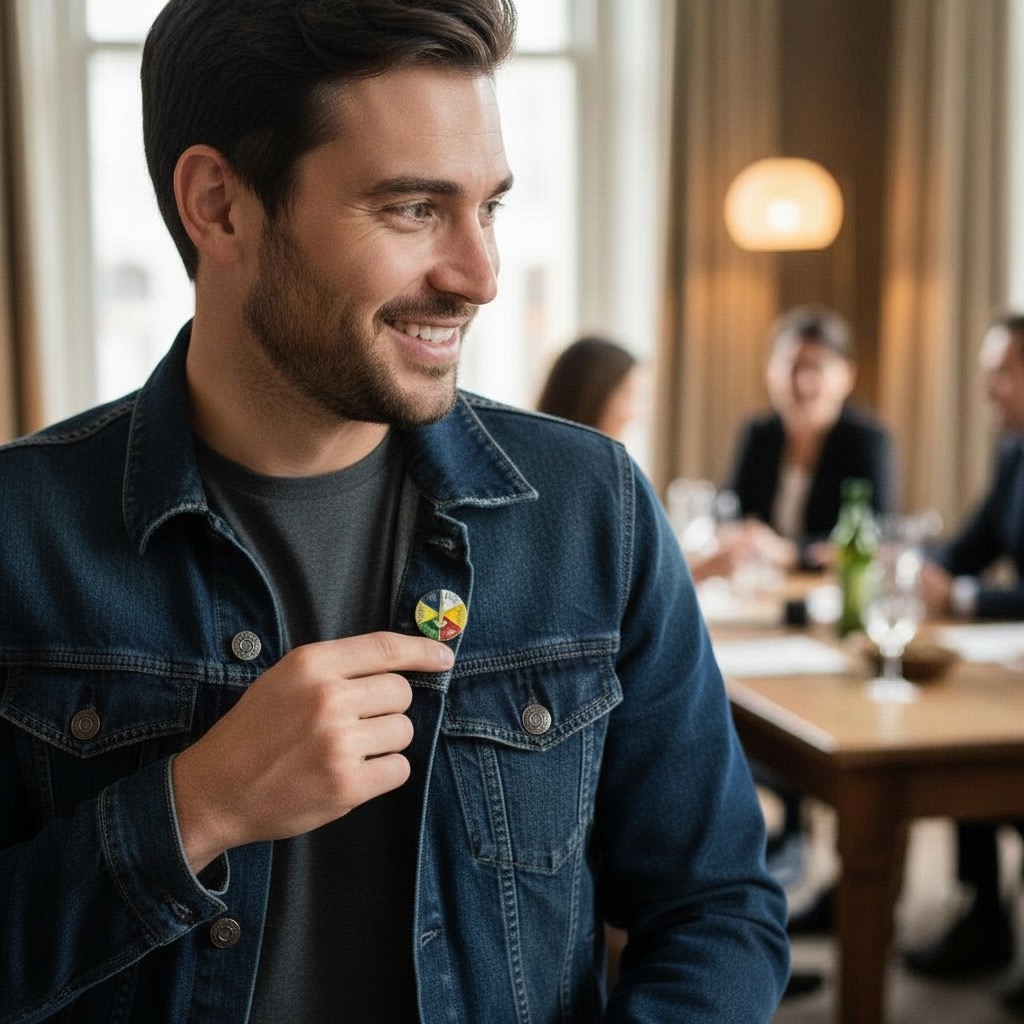 Pin’s Apéro Original – Broche métal doré à Flèche Tournante