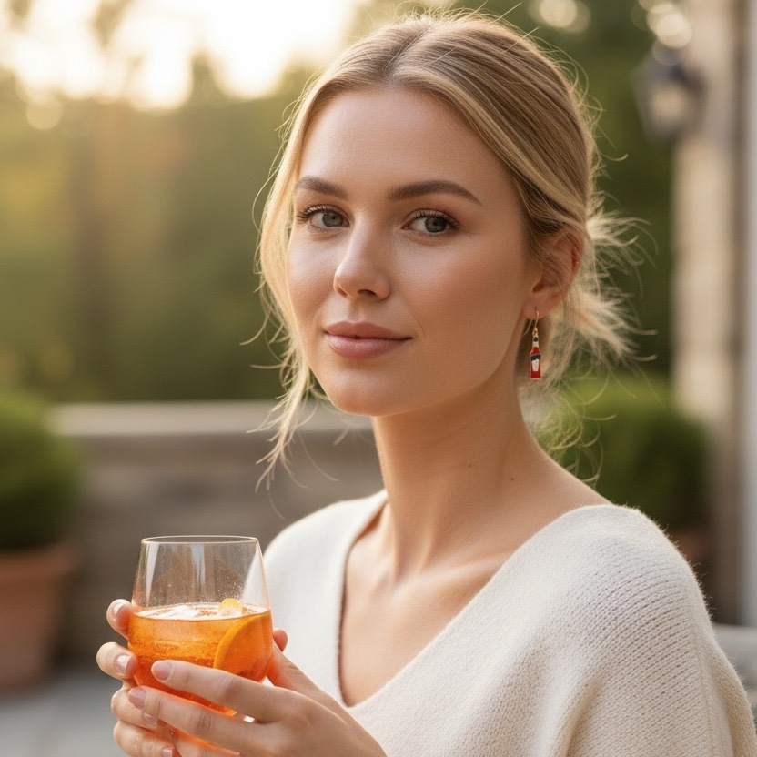Boucles d’oreilles métal doré, Un Spritz SVP – Bijou Apéro