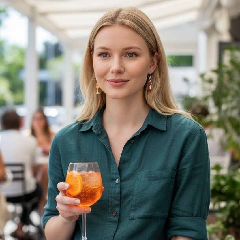 Boucles d’oreilles métal doré, Un Spritz SVP – Bijou Apéro