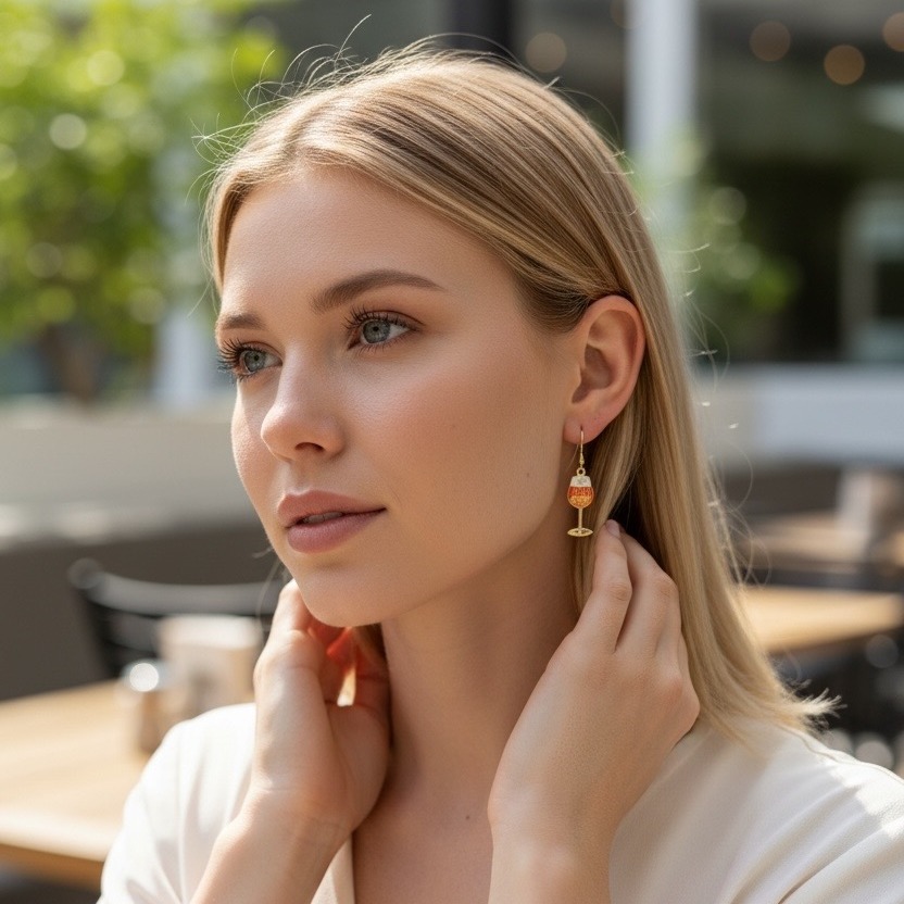 Boucles d’oreilles métal doré, Un Spritz SVP – Bijou Apéro