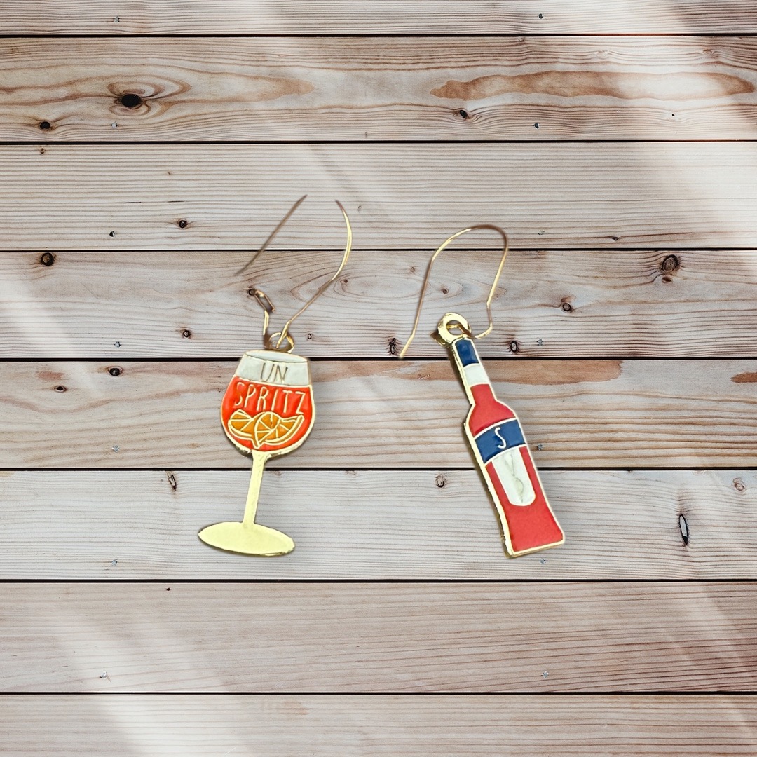 Boucles d’oreilles métal doré, Un Spritz SVP – Bijou Apéro