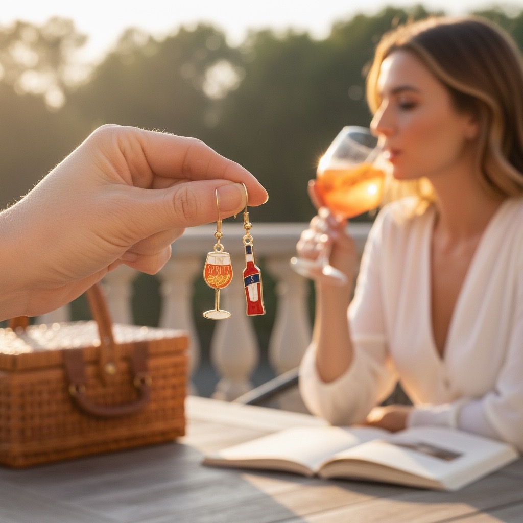 Boucles d’oreilles métal doré, Un Spritz SVP – Bijou Apéro