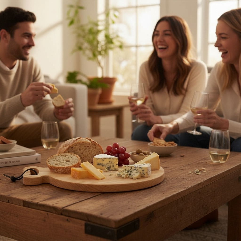 Plateau Apéro Bois Rond en Hêtre, Planche Artisanale