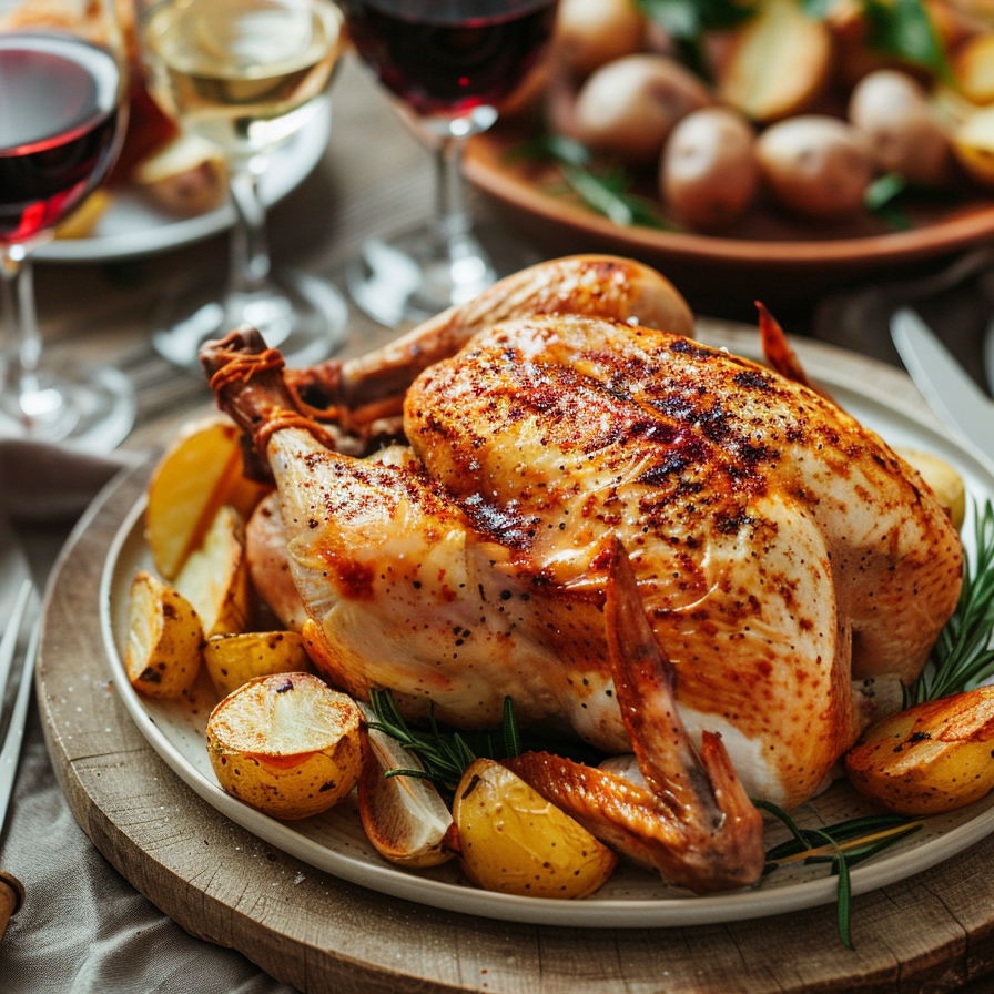 Accord Mets Vins, Poulet Rôti et Pommes de Terre