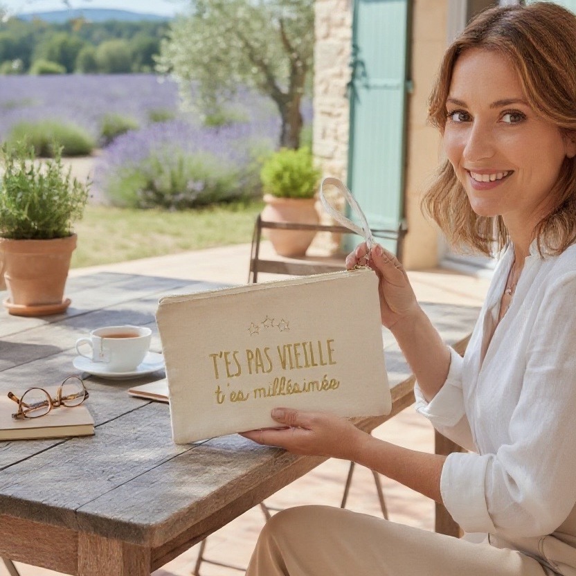 Pochette Femme avec Dragonne en Coton-Humour Anniversaire