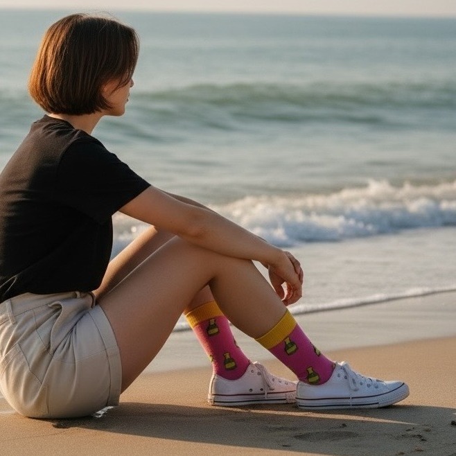 Chaussettes Amusantes Femme, Bouteilles de Champagne