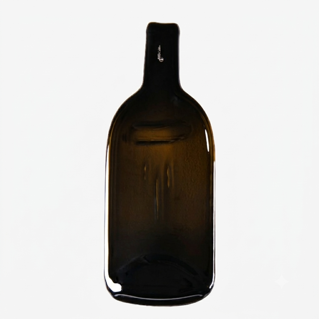 Plat apéritif bouteille brune recyclée vue de face