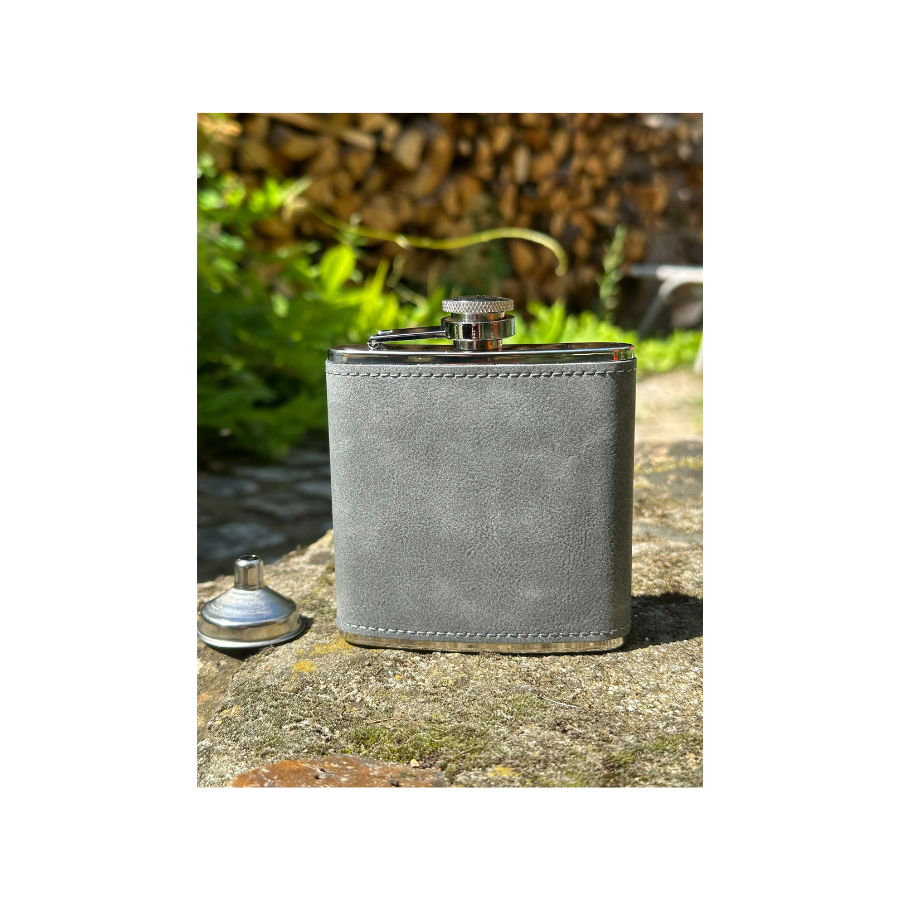 flasque alcool cuir gris 