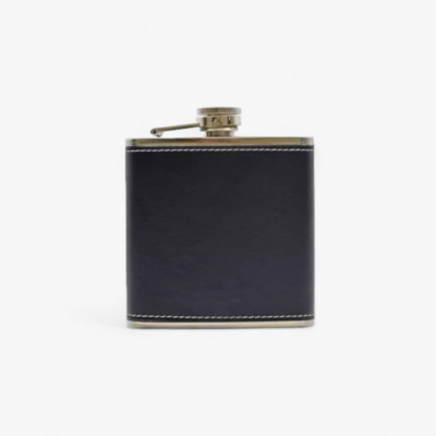 *Flasque Inox Gainée Cuir Noir 150 ml – Belle Idée Cadeau