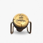 Bouchon Champagne Hermétique Noir, Or - 4 Messages au Choix