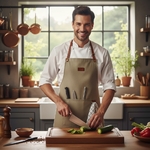 Tablier de Cuisine Taupe en Coton Epais – Femme ou Homme