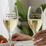 Lot de 6 Flûtes Champagne Originales avec Inscription Dorée