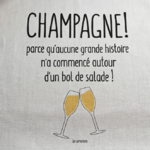 Inscription du torchon champagne vue de près