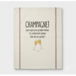 Torchon coton écru inscription champagne humour