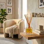 Diffuseur bâtonnets colombard figue et agrumes sur une table dans maison cosy et moderne