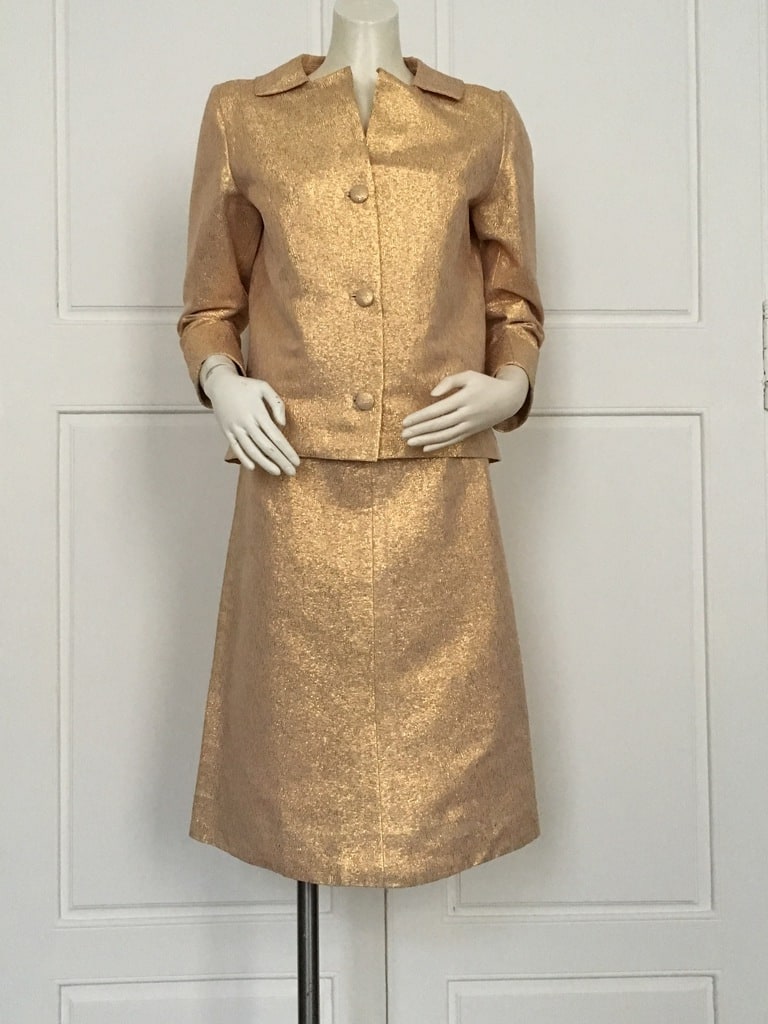 Tailleur vintage en lamé or - Mode rétro - Années 50-60
