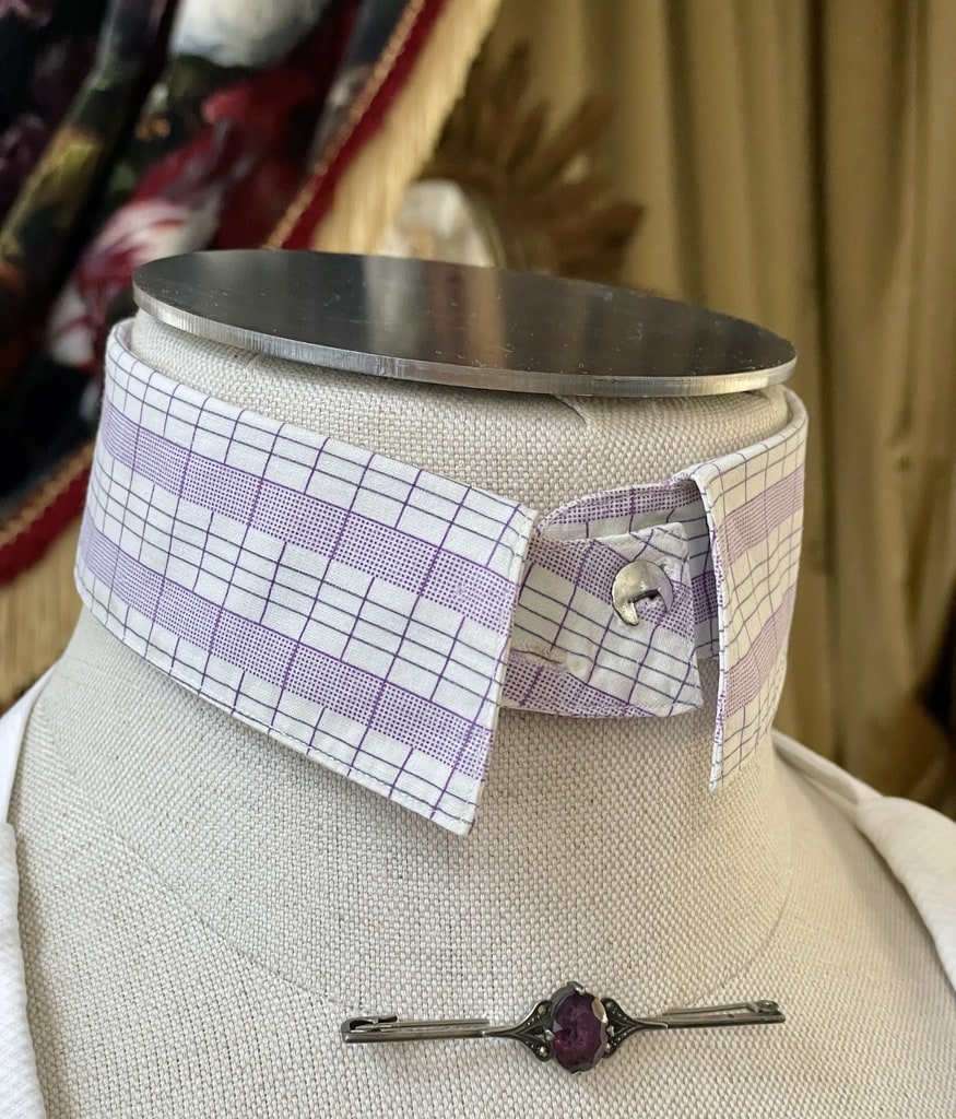 Faux col souple en coton à carreaux - Mode masculine - Vers 1900