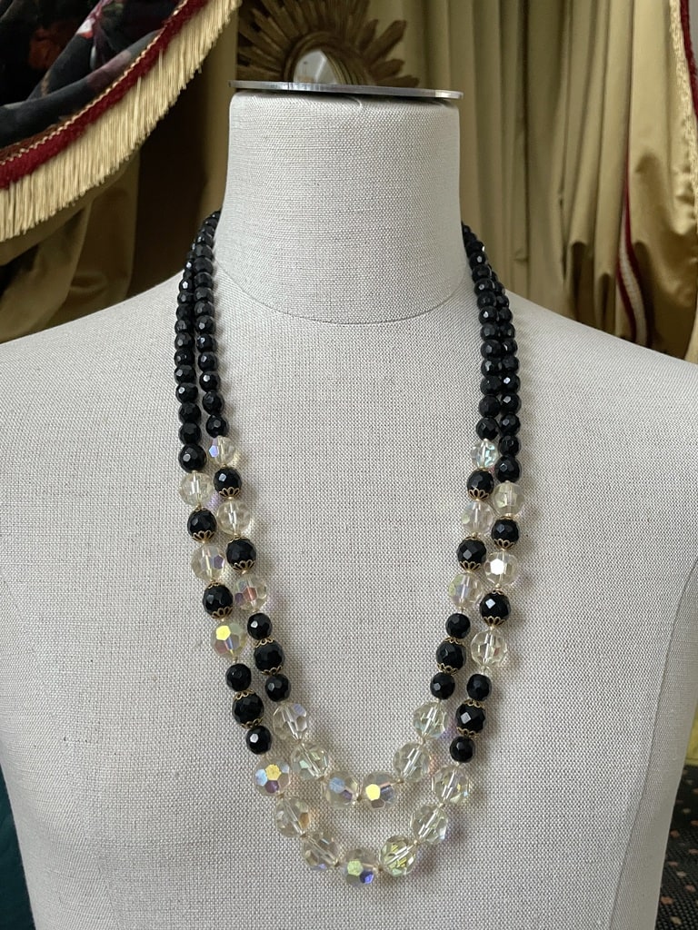 bijoux-ancien-sautoir-cristal-blanc-verre-noir-art-deco