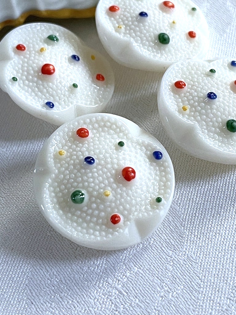 Ensemble de quatre boutons en pâte de verre - Vintage