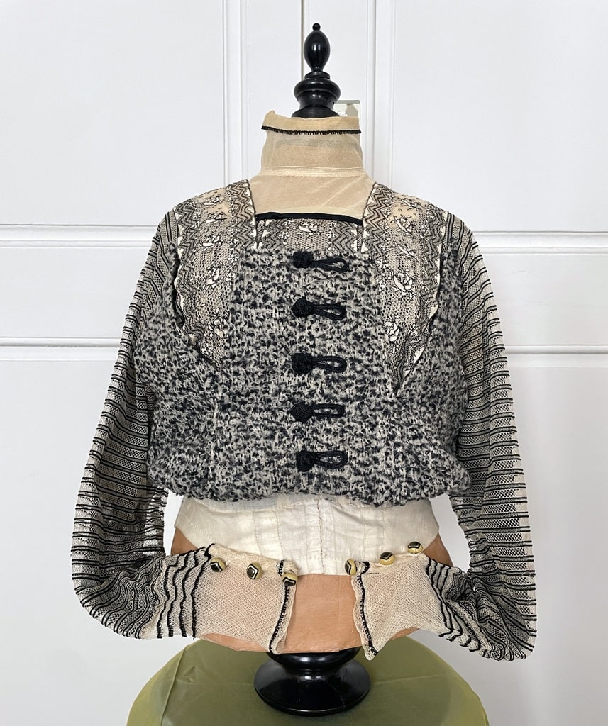 corsage-ancien-laine-dentelle-1880-napoleon-3-tweed-mode-empire-antiquite-brocante