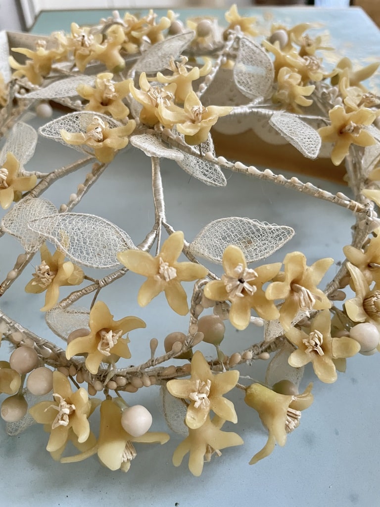 Diadème Couronne Antique Fait Main – Roses 1900 – Mariée Ou Poupée – France