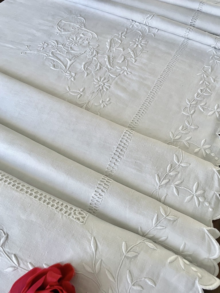 Drap plat ancien d'occasion - Linge de maison