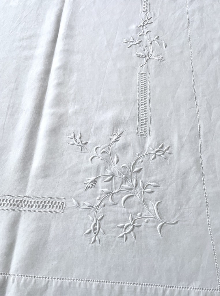 Drap Ancien En Lin/coton Blanc - 250x190 Cm, Taille Double, Occasion