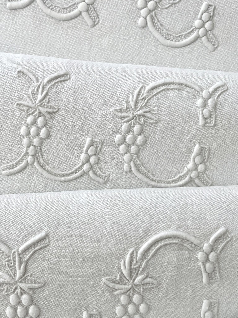 linge-ancien-mongramme-initiales-serviettes-de-table-lin-damasse-1900-19eme-xixeme-antiquite-brocante-chic