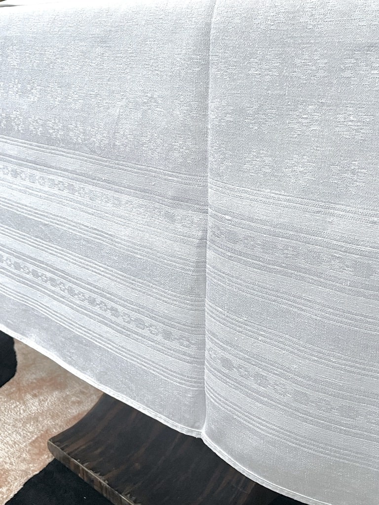nappe-ancienne-et-12-serviettes-lin-damasse-linge-de-maison-antiquite-brocante-broderie-trousseau-shabby-chic