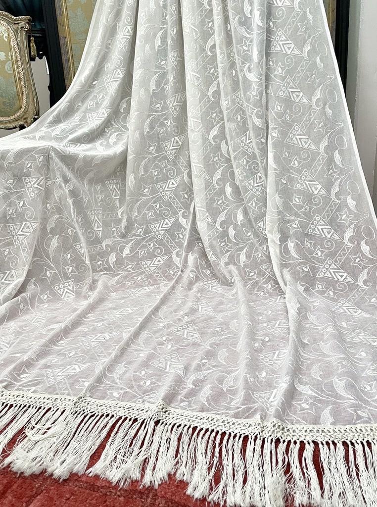 linge-ancien-rideau-art-deco-soie-rayone-voile-coton-voilage-fenetre-decoration-antiquite-brocante