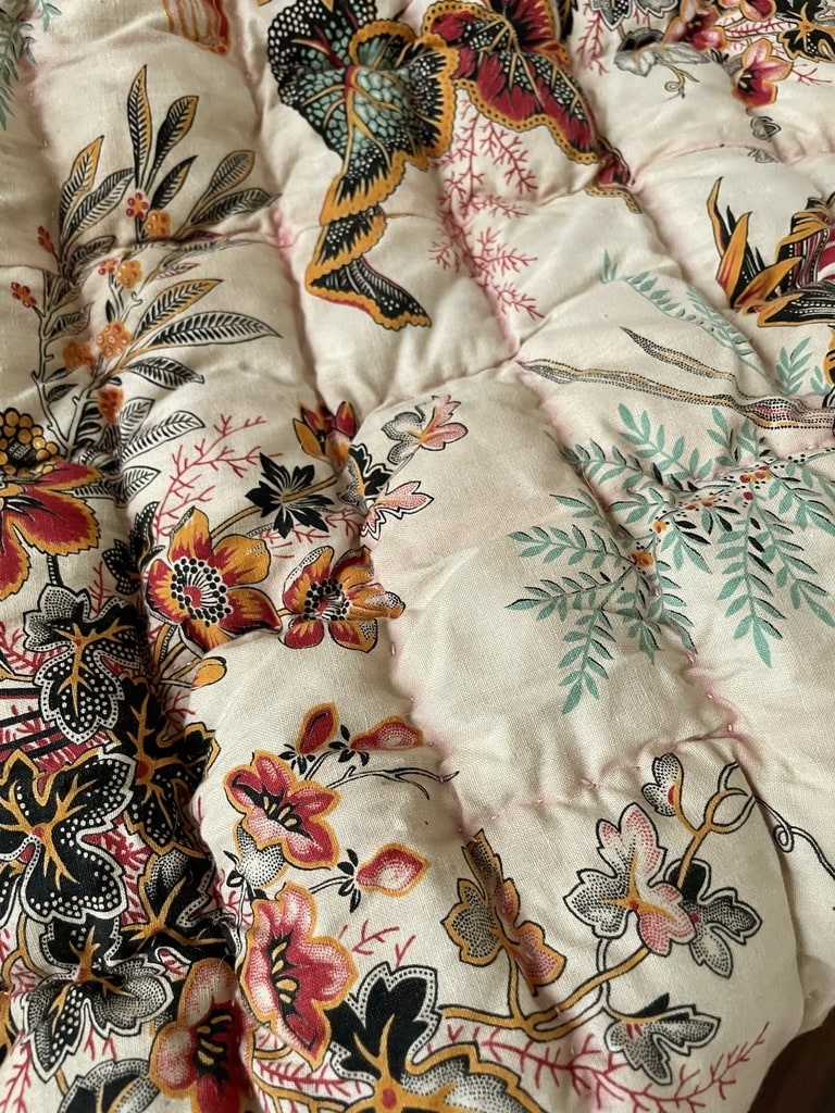 linge-ancien-couverture-provençale-boutis-pique-coton-marseillais-indienne-antiquite-brocante