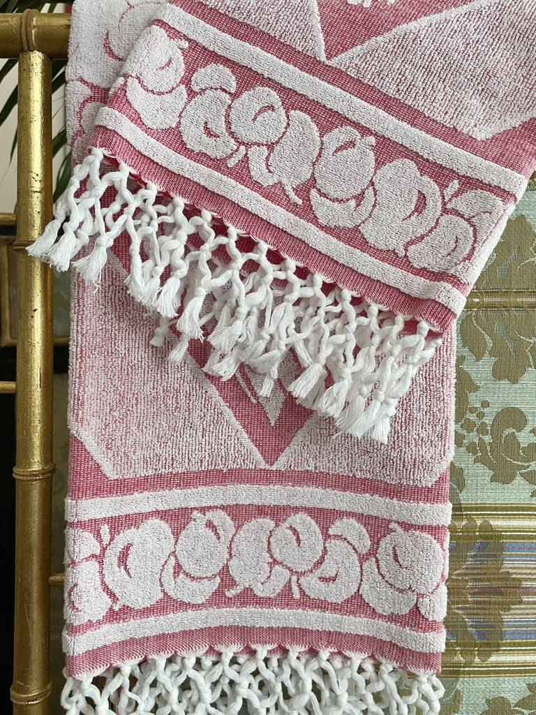 linge-ancien-serviette-eponge-toilette-gaufrees-monogramme-bain-visage-essuie-main-antiquite-brocante
