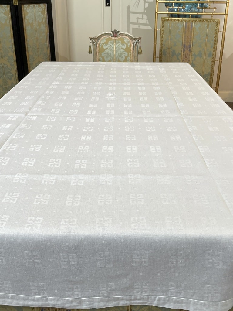nappe-ancienne-lin-damasse-carreaux-damiers-initials-f-t-monogramme-linge-ancien-antiquite-brocante-vintage