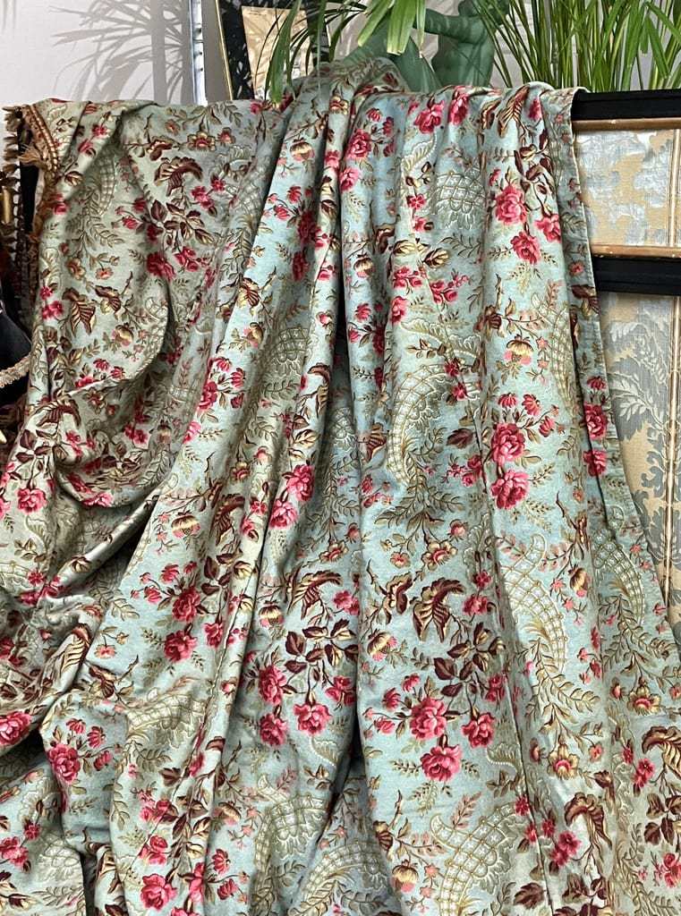 linge-ancien-ameublement-textile-coton-imprime-napoleon-3-decoration-tapisserie-indienne-cotonnade-epoque-doubles-rideaux-antiquite-brocante