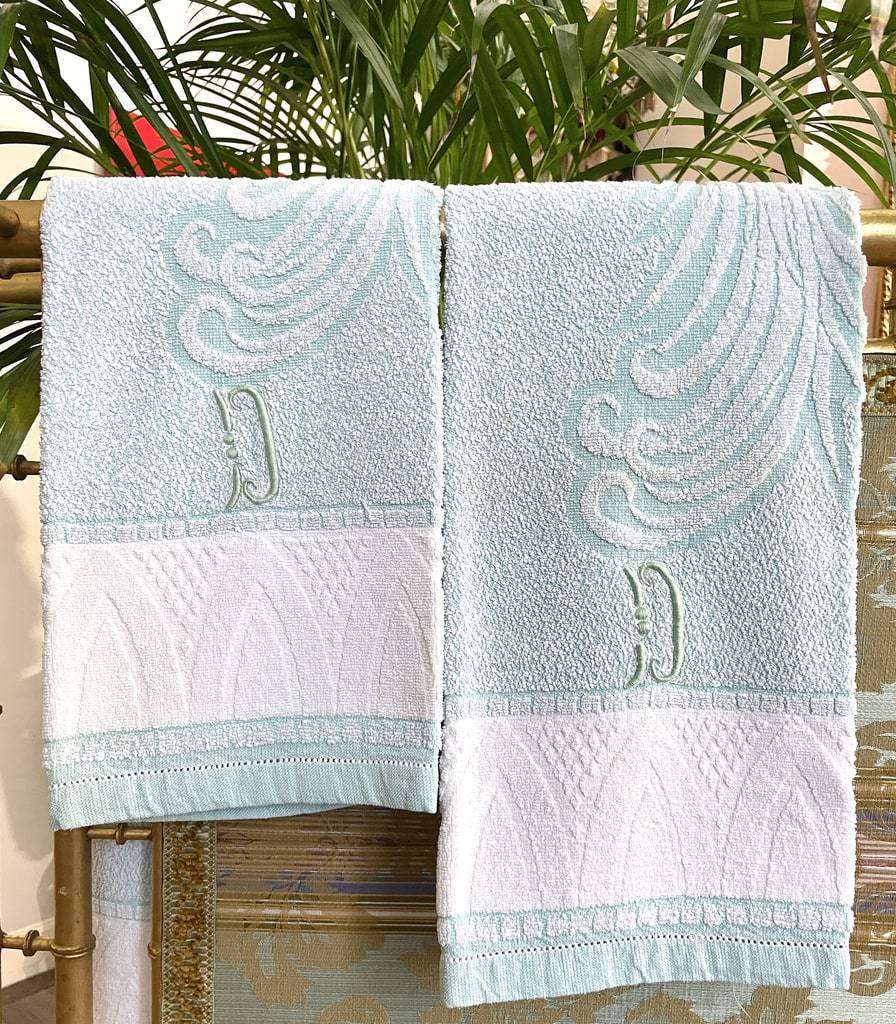 ancienne-serviettes-de-toilette-eponge-bleues-art-deco-linge-ancien-antiquite-brocante-shabby-chic-campagne-bain-mains-visage