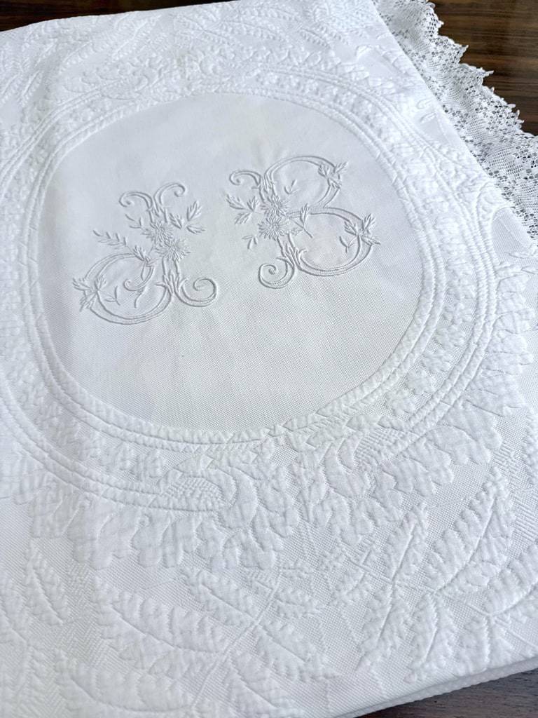 Couverture de mariage provençale monogramme JB  fin XIXème
