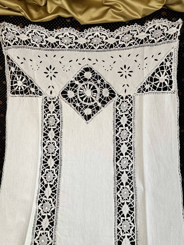 Rideaux en coton crème dentelle aux fuseaux incrustations décoration de fenêtre