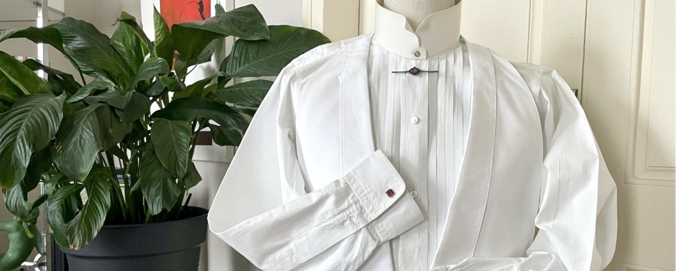 chemise ancienne liquette jabots faux cols coton monogramme trousseau fait main