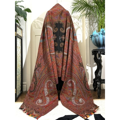 chale-cachemire-ancien-tissage-lance-decoupe-bordure-esponile-antiquite-brocante-mode
