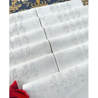 Serviettes de tables anciennes lin damasse initiales MM