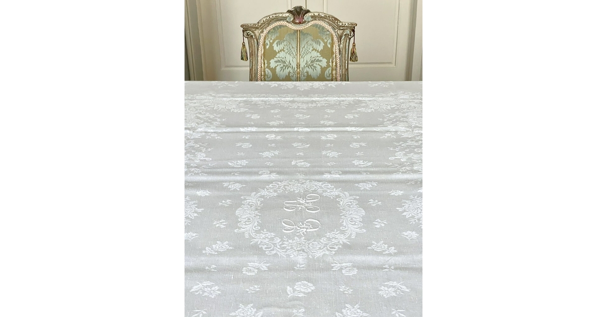 Nappe En Tissu Damassé - Aspect Lin - Jacquard - Avec Protection Anti