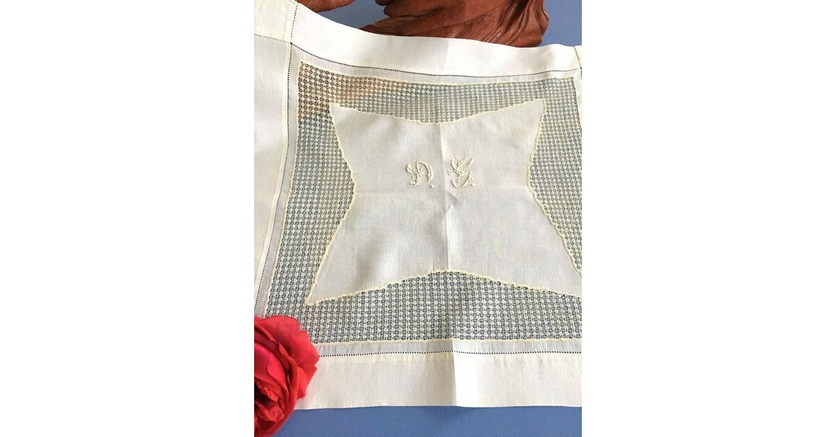 Pochette De Soirée Ancienne En Soie Marine Logo Calèche - 19,5x8,5 Cm