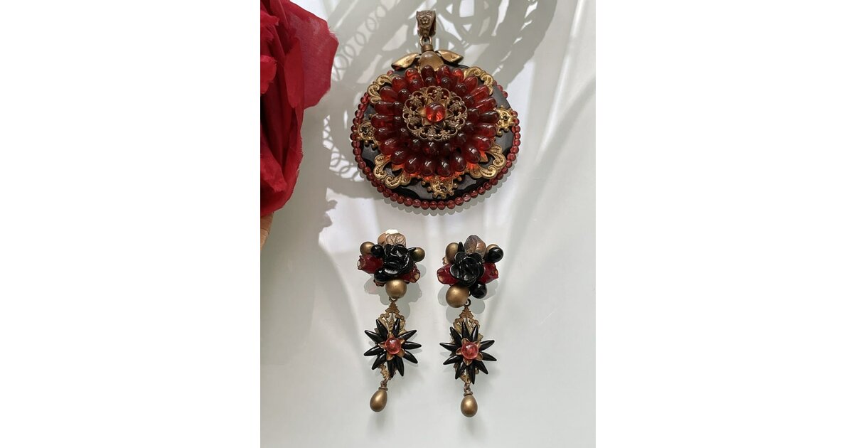 Broche Vintage Louis Rousselet - Perles De Verre Nacrées, Occasion
