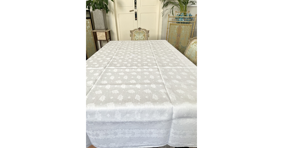 Grande nappe damassée ancienne - Arts de la table
