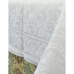 linge-ancien-art-de-la-table-nappe-lin-damasse-fleurs-medaillon-diner-souper-antiquite-brocante