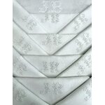 linge-ancien-service-de-table-en-lin-damasse-decor-fleurs-rubans-semis-frises-romantique-antiquite-brocante