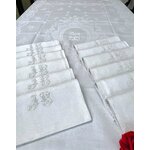 linge-ancien-service-de-table-en-lin-damasse-monogramme-jb-fleurs-rubans-antiquite-brocante