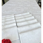 service de table ancien en lin damasse damas monogramme initiales lc antiquite brocante linge ancien